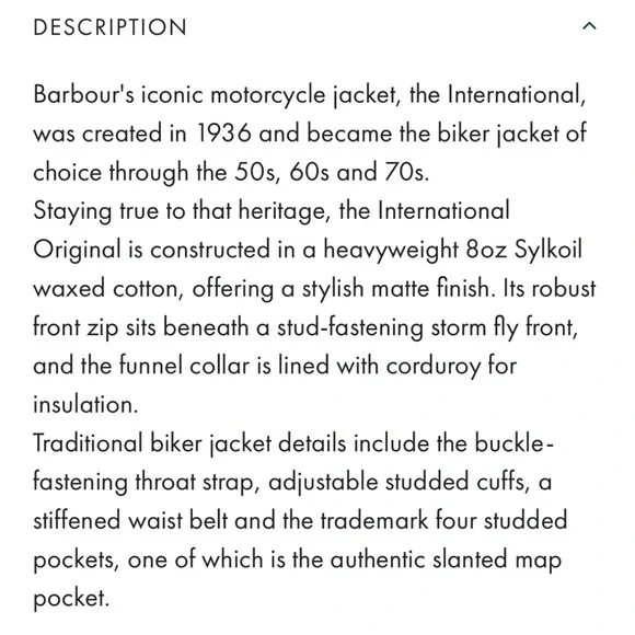 Barbour International Original Waxed Cotton Jacket M - Picture 15 of 15